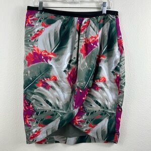 Worthington Tropical Faux-Wrap Skirt, Sz 14